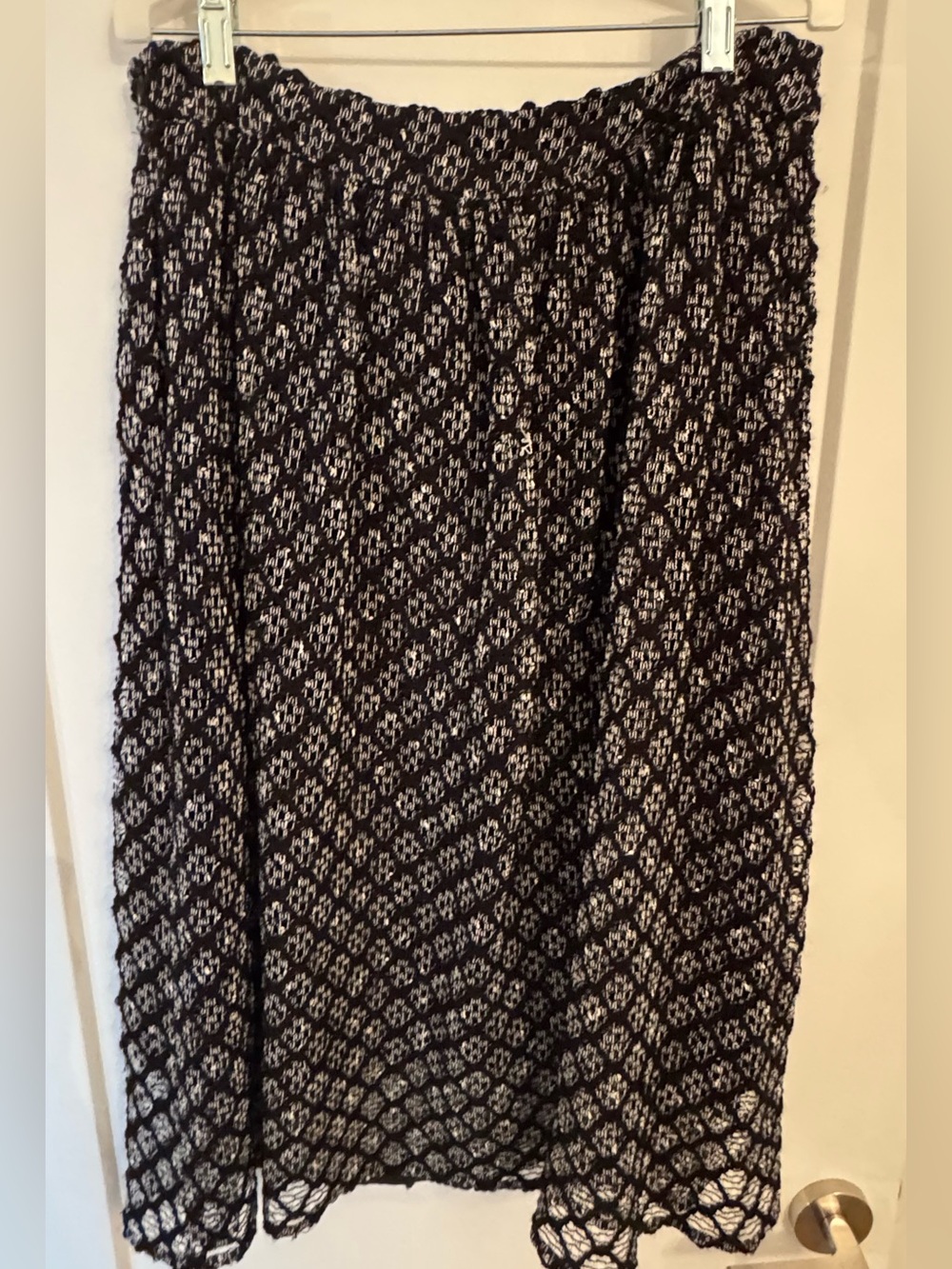 Zara Black and White Crochet Lace lined Midi Skirt